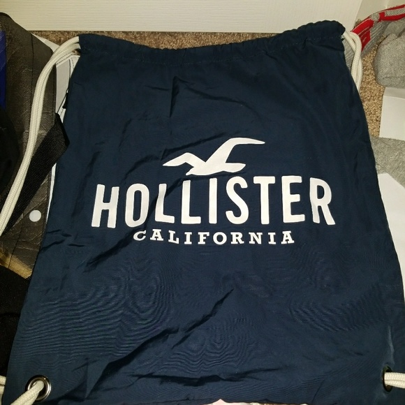 Hollister drawstring back pack  BAG BLUE & white - Picture 1 of 1